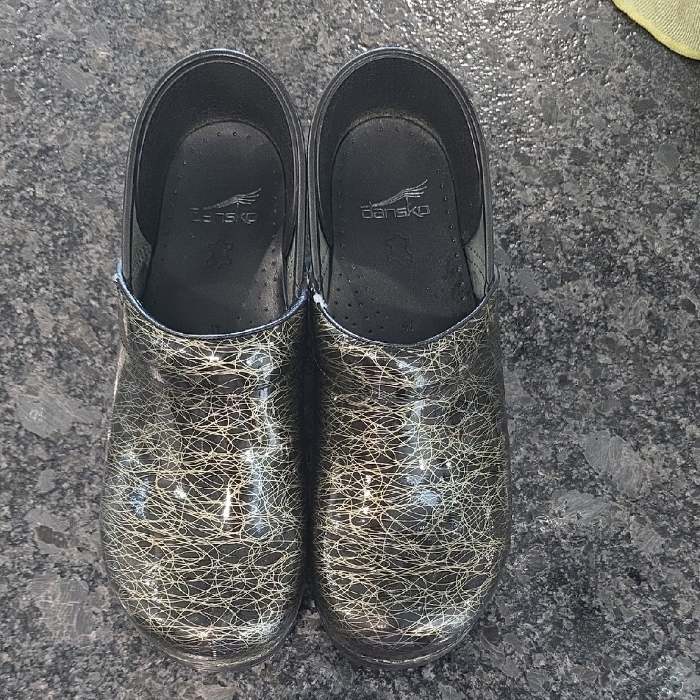 Dansko Metallic Black Clogs